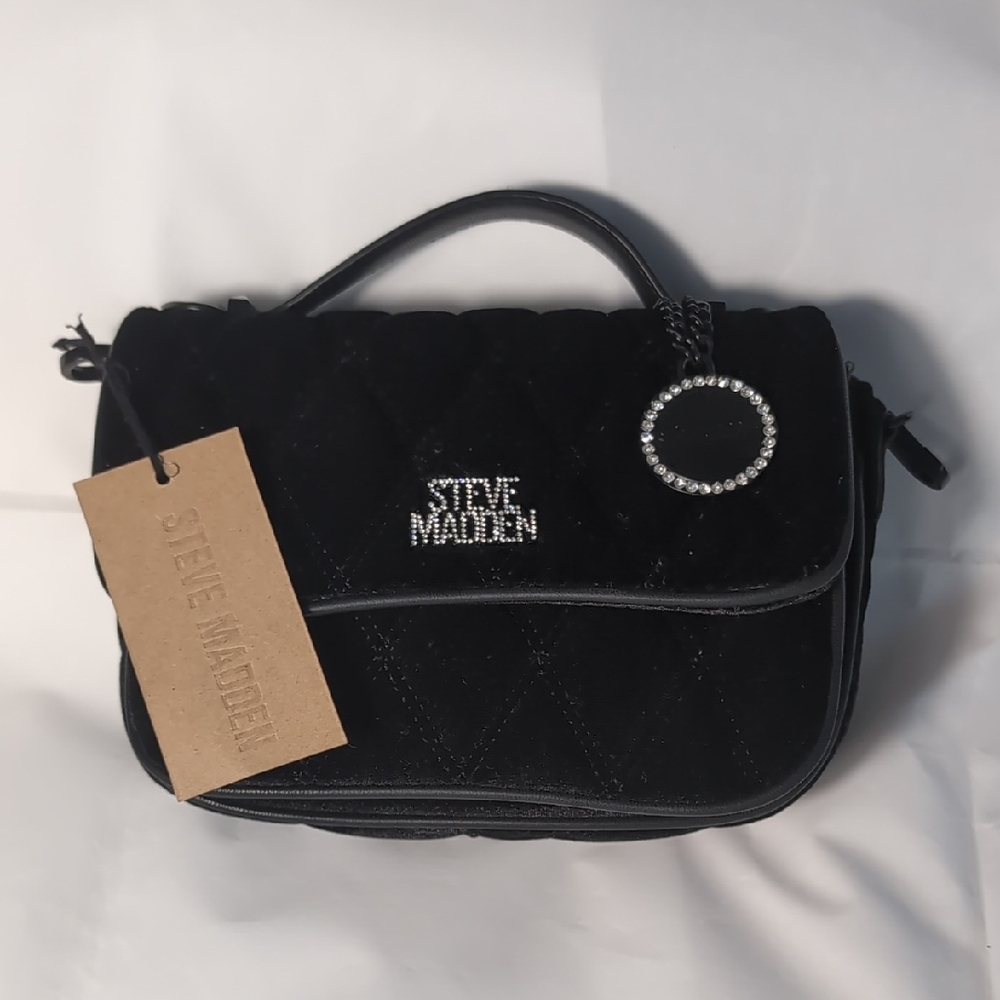 Steve Madden Black Crossbody Bag with Rhinestone Accent